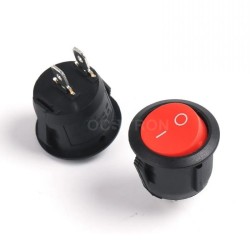 Round Mini Rocker Switch / 20x20x27mm 250V-6A MAX AC/DC Rocker Switch (RED/BLACK)