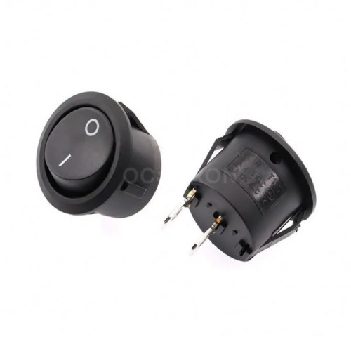 Round Mini Rocker Switch / 20x20x27mm 250V-6A MAX AC/DC Rocker Switch (BLACK)