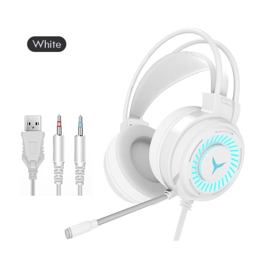 G60 LED Gaming Headset / Cool Colorful RGB Lights / USB + 3.5mm Jack - (WHITE)