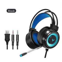 G60 LED Gaming Headset / Cool Colorful RGB Lights  / USB + 3.5mm Jack - (BLACK)