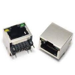 RJ45 PCB Mount Vertical Pin 52/8P8C Female Ethernet Socket Replacement w/d Light + Shielded